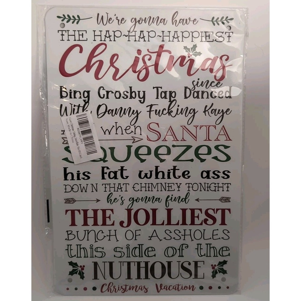 Christmas Nuthouse Santa The Jolliest-Steel Decor Sign 12x8